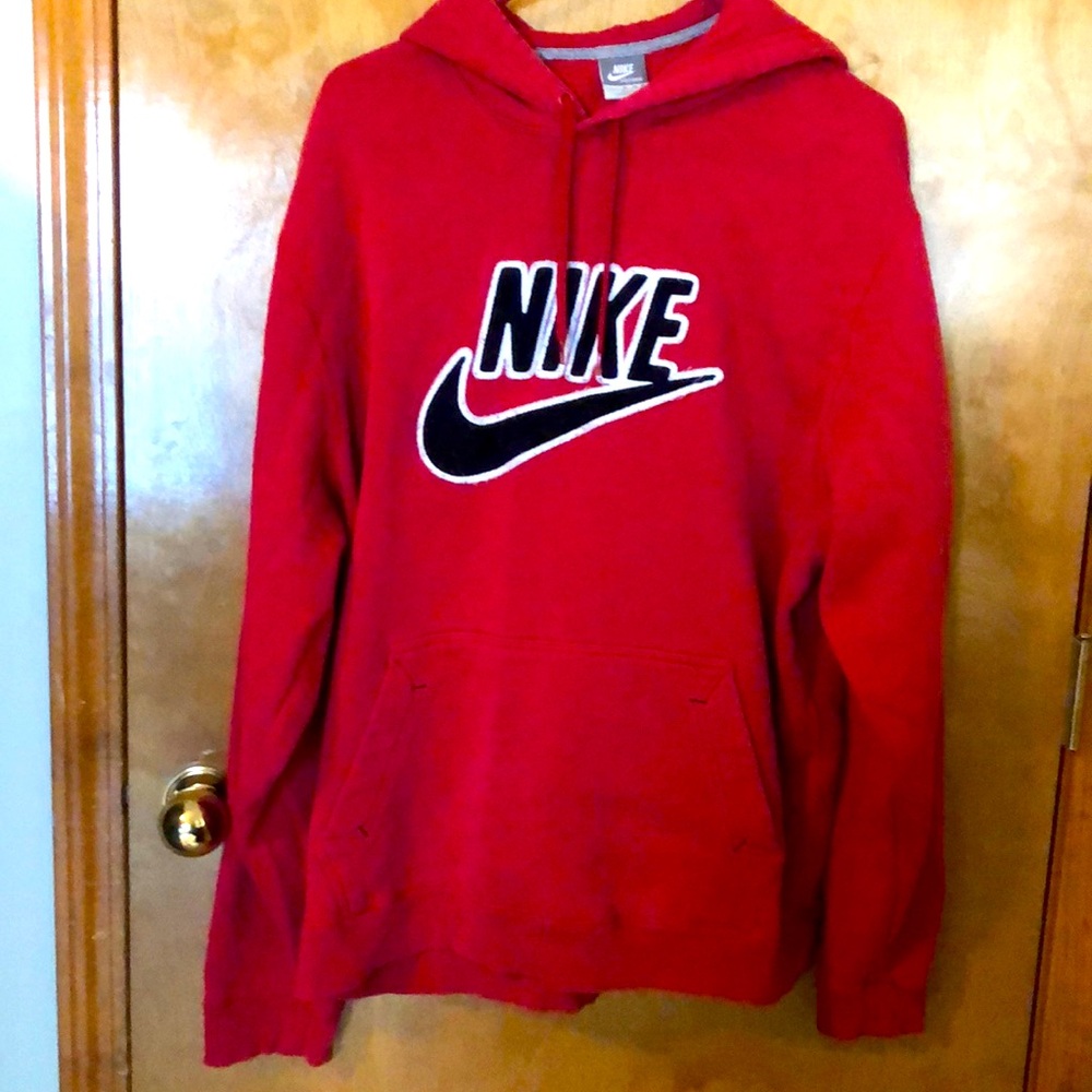 Nike - Red hoodie- with patch logo.  Well loved and super soft.